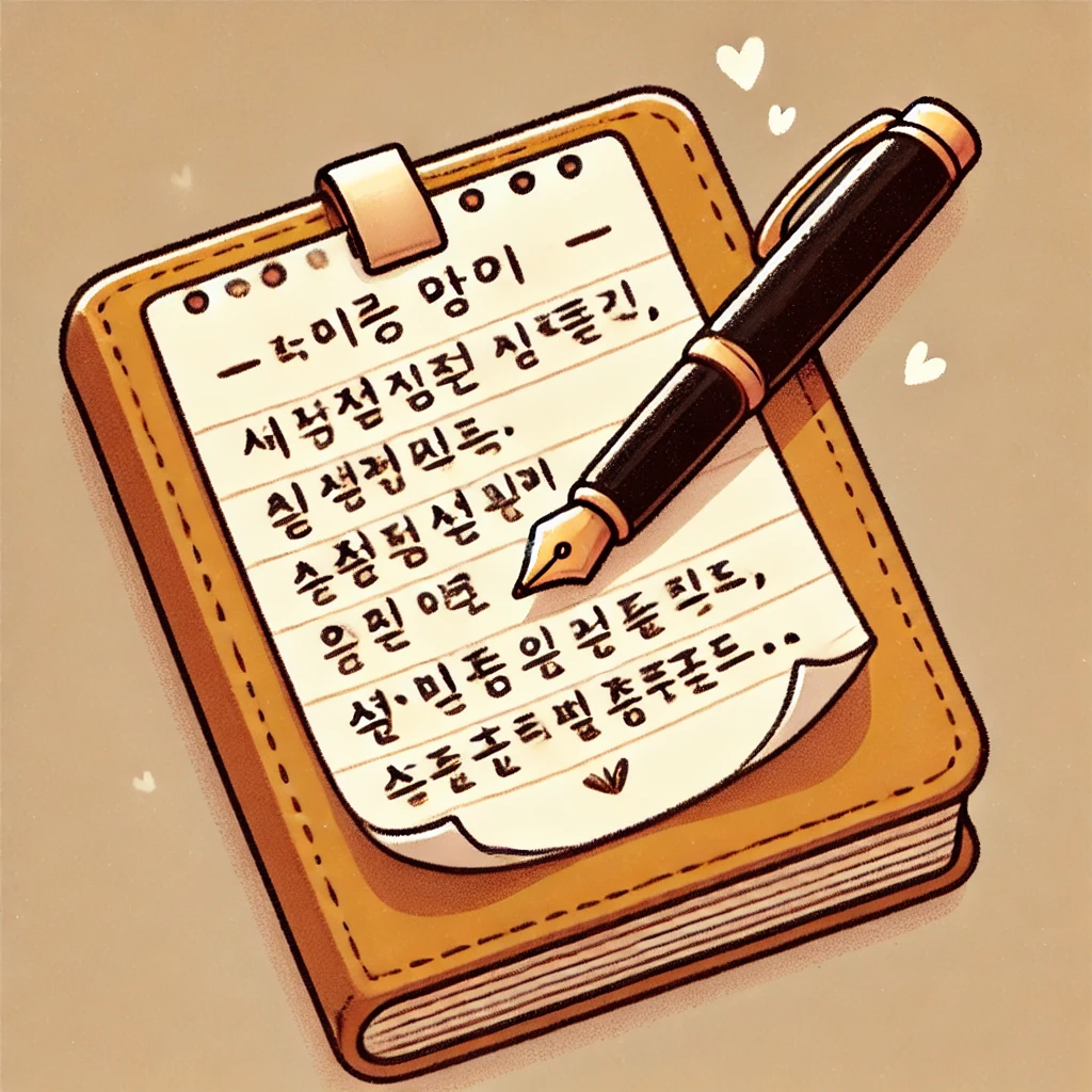 독서보조 앱인 '책끝을 접다' 앱을 설명하며 메모가 되어 있는 모습 일러스트_image generated by DallE