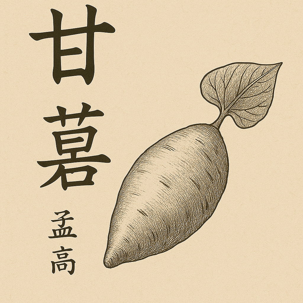 옛 문헌 풍의 종이 질감 배경 위에 &lsquo;감저&middot;조저&rsquo; 한자 표기와 고구마