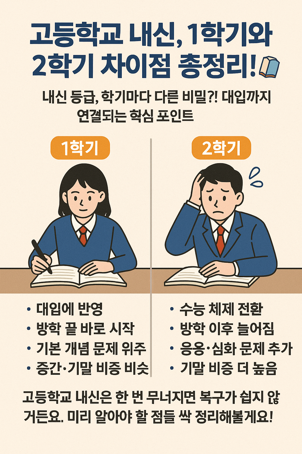 고등학교 내신, 1학기와 2학기 차이점 총정리!