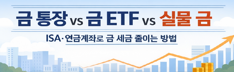 금 통장 vs 금 ETF vs 실물 금, ISA·연금계좌로 금 세금 줄이는 방법