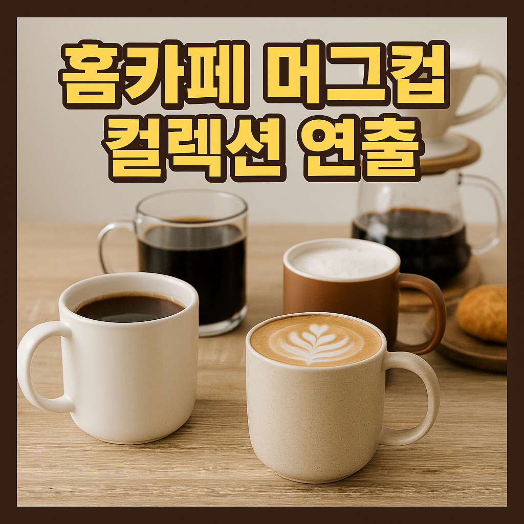 홈카페 머그컵 컬렉션 연출