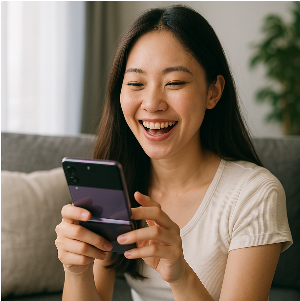 폴더블폰을 사용하는 소비자