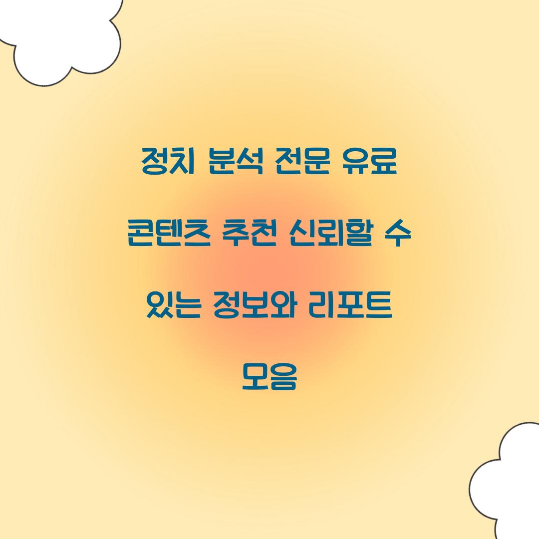 정치 분석 전문 유료 콘텐츠 추천