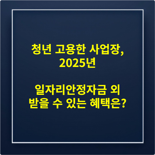 청년 고용한 사업장, 2025년 일자리안정자금 외 받을 수 있는 혜택은