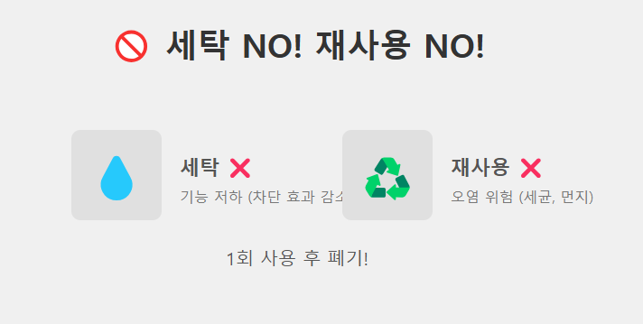 마스크 재사용 금지