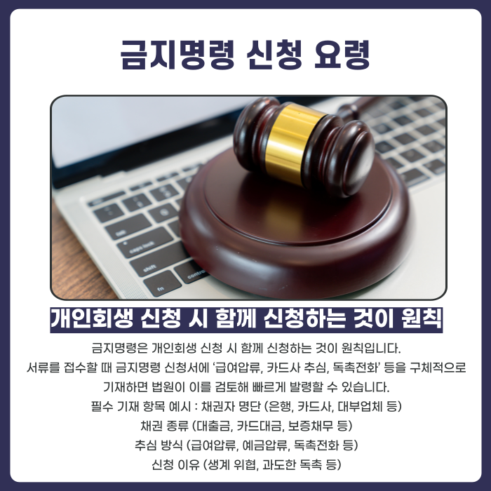 금지명령 신청요령에 대한 설명 이미지
