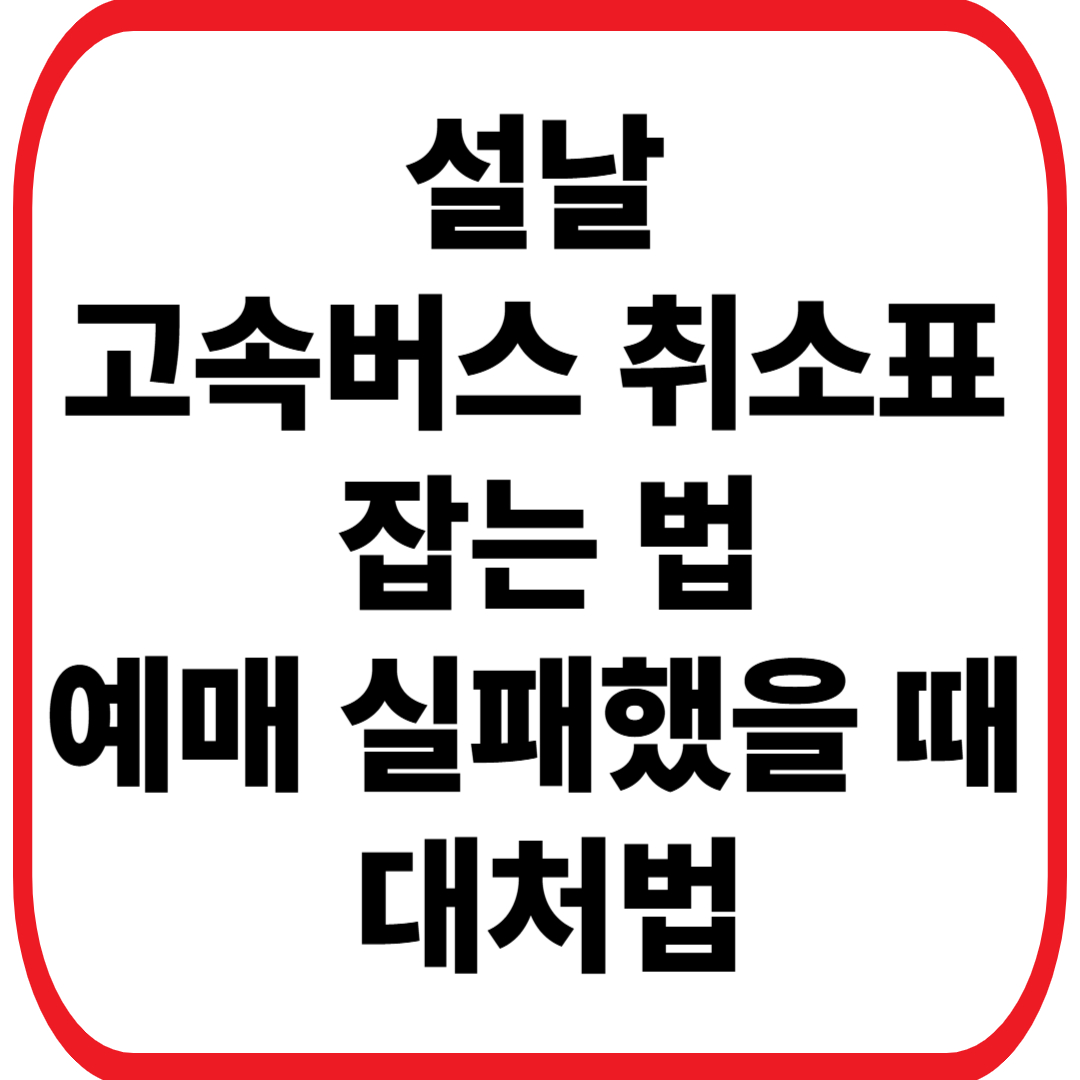 설날 고속버스 취소표 잡는 법