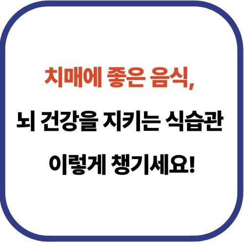 치매에 좋은 음식, 뇌 건강을 지키는 식습관 이렇게 챙기세요!