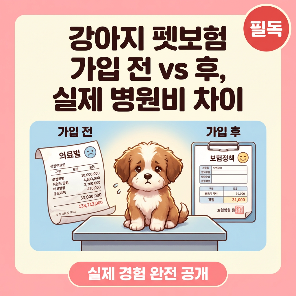 강아지 펫보험 가입 전 vs 후, 실제 병원비 차이 직접 비교해봤어요