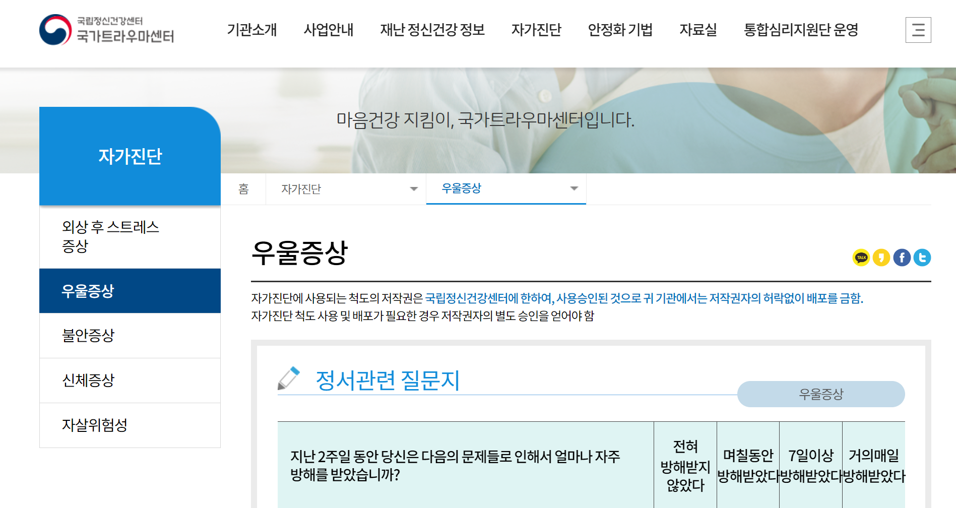 우울증 자가진단 테스트