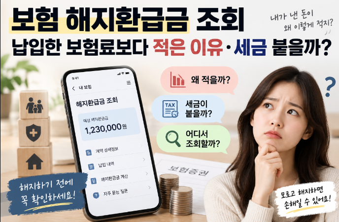 보험 해지환급금 조회|납입한 보험료보다 적은 이유·세금 붙을까