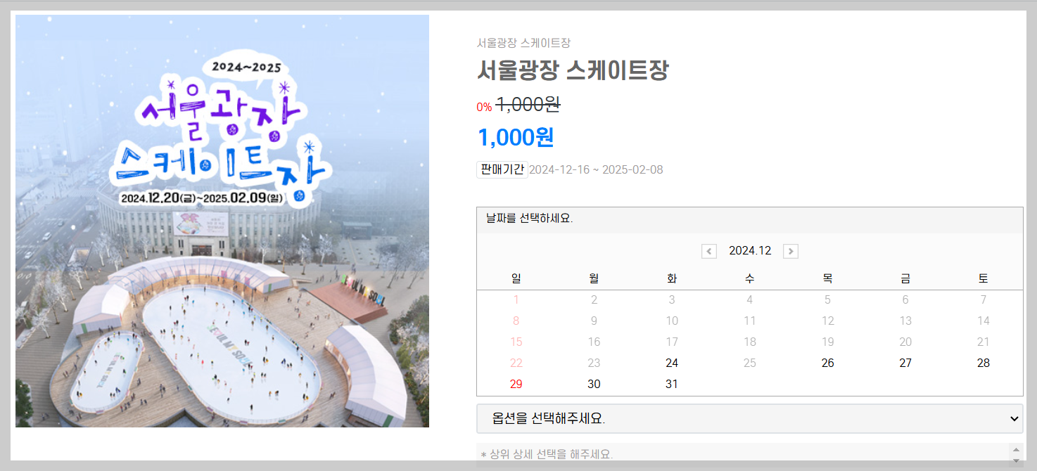 서울광장 스케이트장 예매