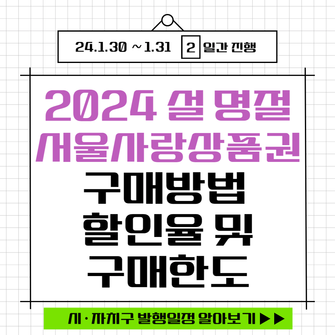 2024 설 명절 서울사랑상품권 구매방법 할인율 구매한도