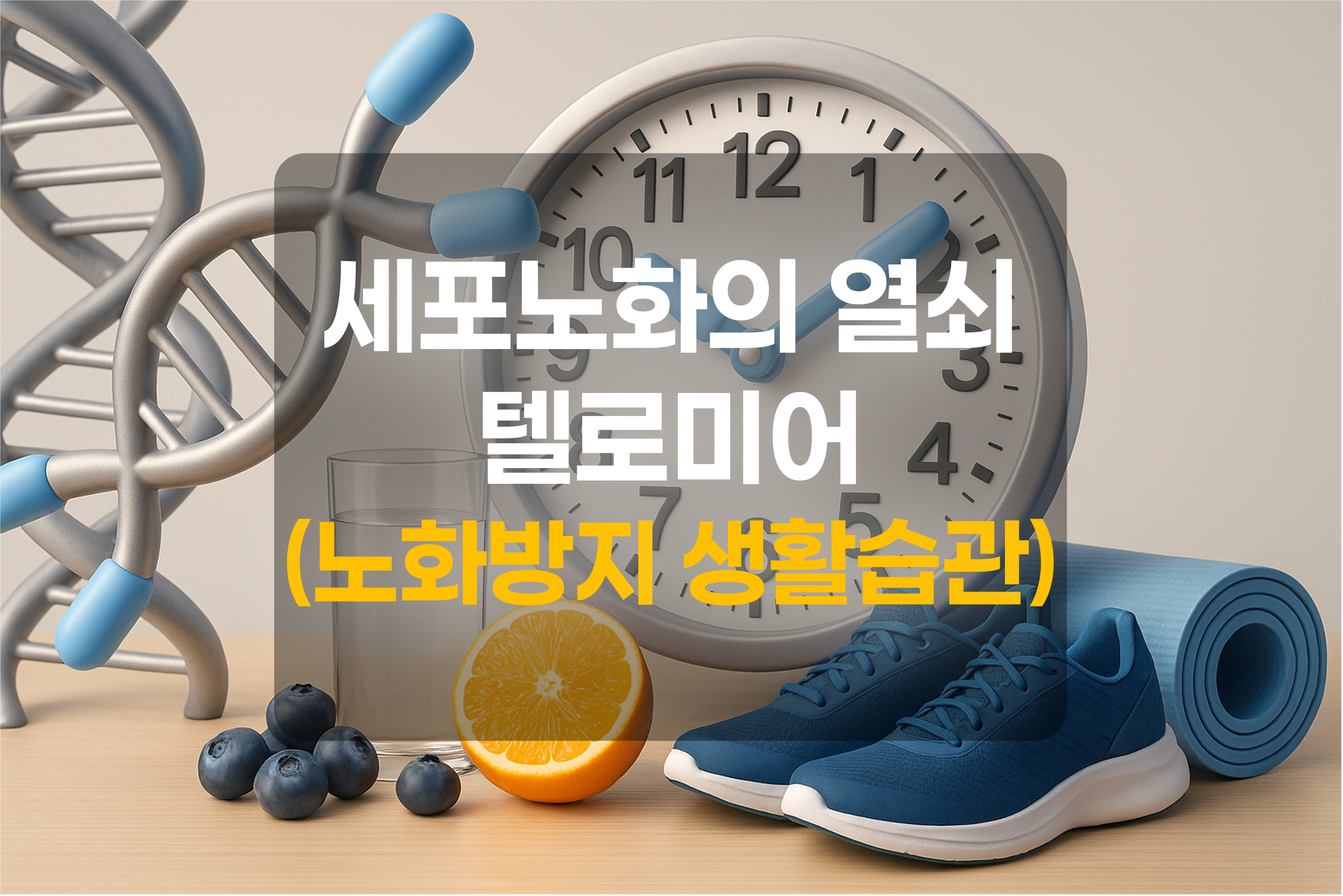 텔로미어와 노화방지 생활습관을 표현한 그림