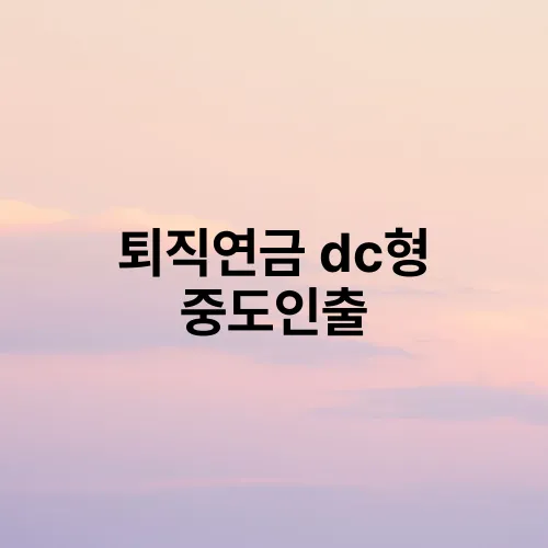 퇴직연금 dc형 중도인출