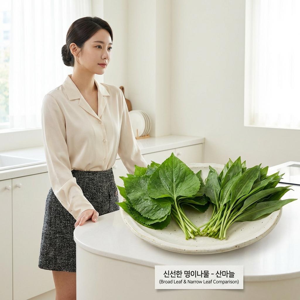 명이나물 중국산 울릉도산 잎 모양 구별
