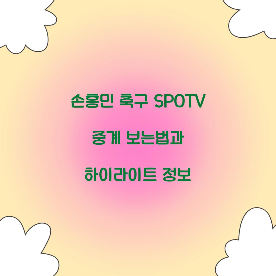 손흥민 축구 SPOTV 중계 보는법