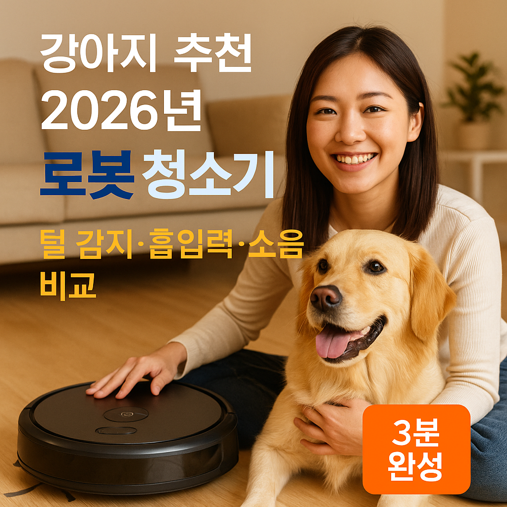 강아지 로봇 청소기 추천 2026년 | 털 감지·흡입력·소음 비교