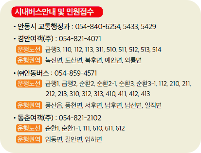 안동시 시내버스 민원연락처