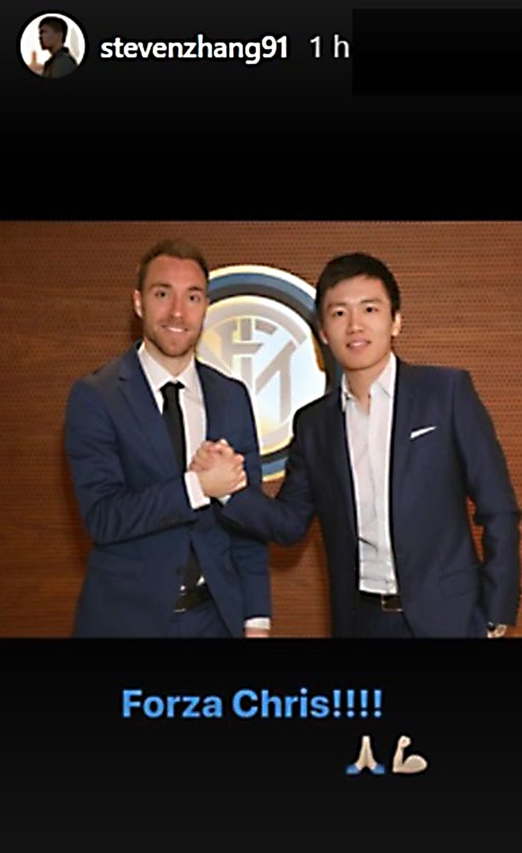 인터밀란 구단주 스티븐 장 에릭센 응원 힘내 크리스