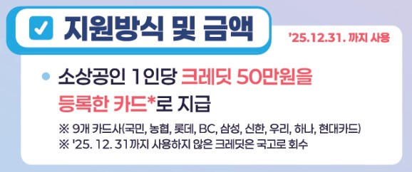 소상공인 부담경감크레딧 지원금 50만원