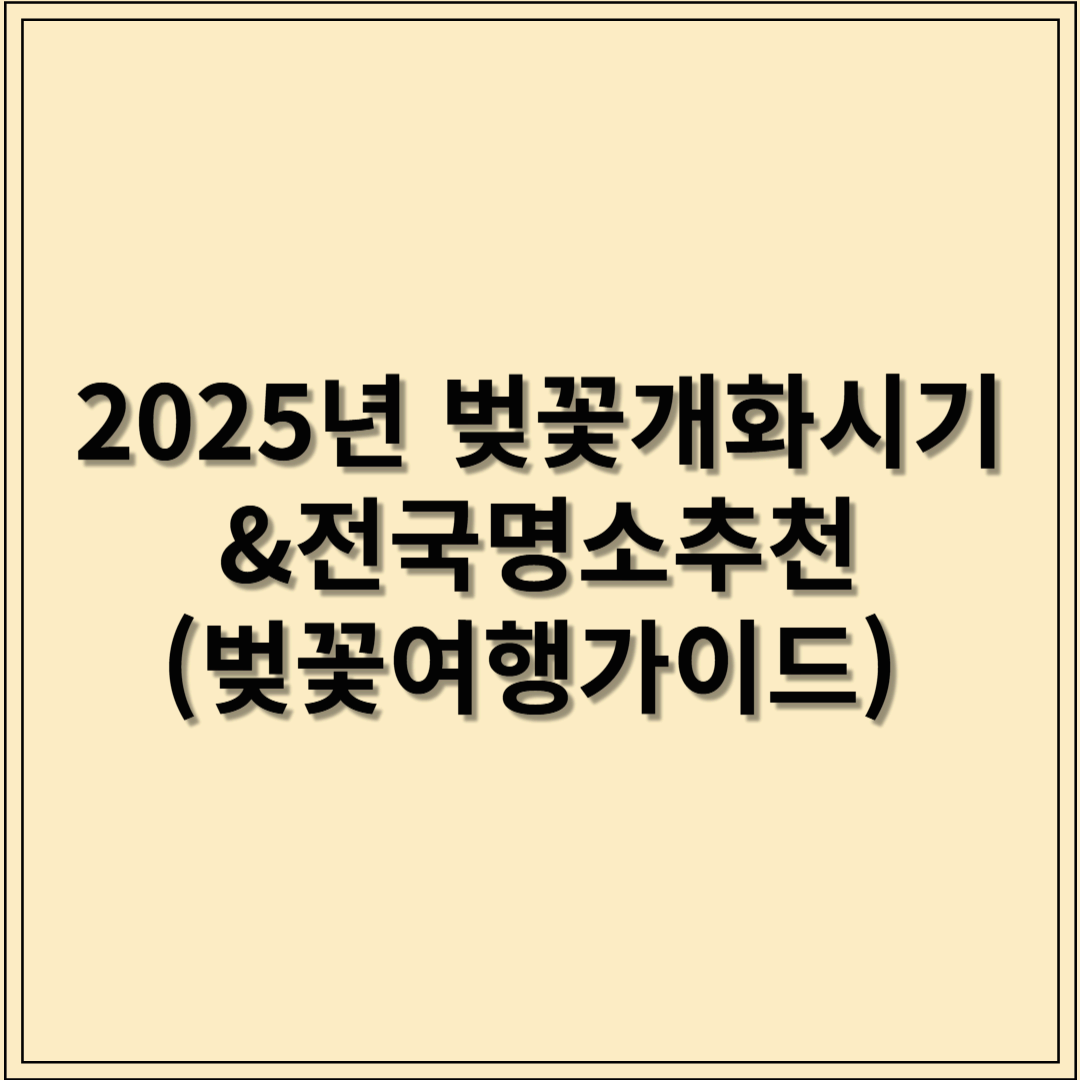 2025년 벚꽃 개화 시기 & 전국 명소 추천 – 벚꽃 여행 가이드 🌸