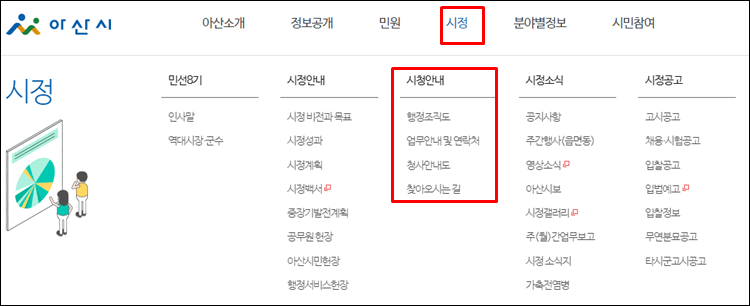 아산시청-홈페이지