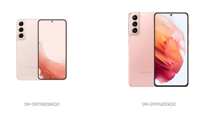 좌) 갤럭시 S21, 우) 갤럭시 S22 출처 삼성전자