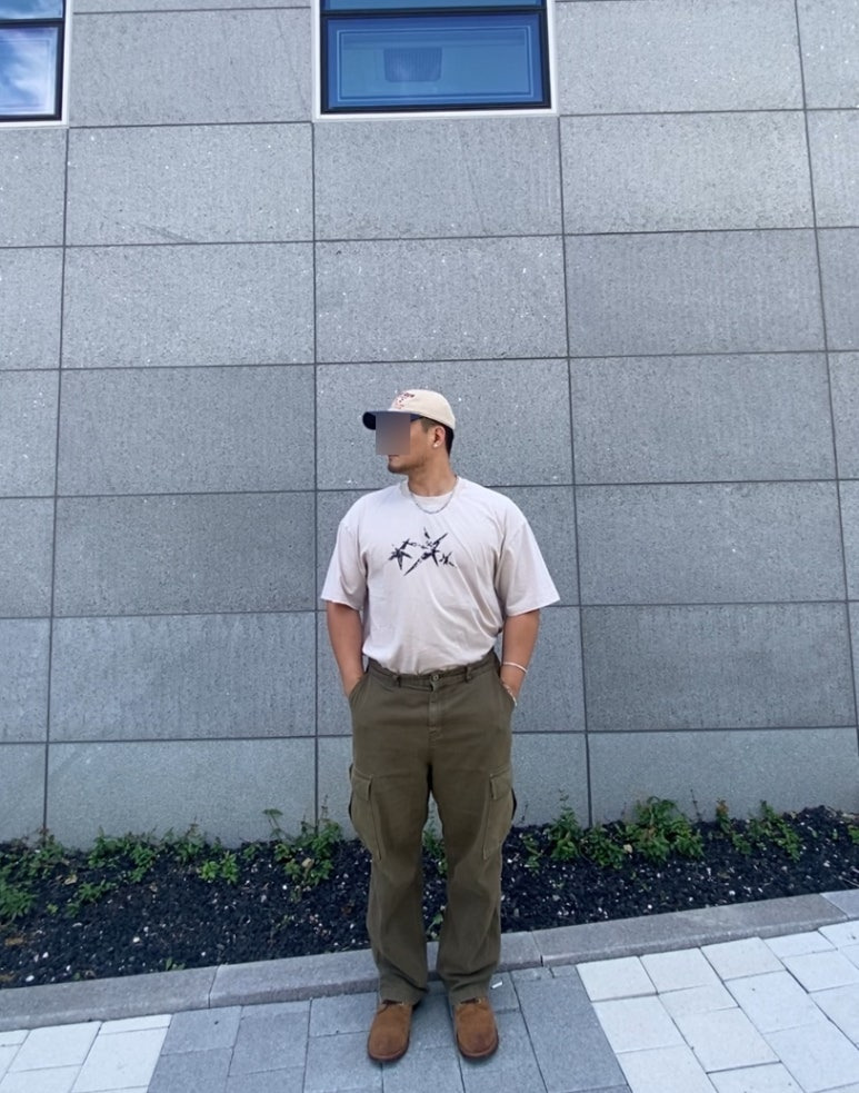 데일리룩('26. 9. 5.)곤니치와봉쥬르 빈티지 워싱투톤 볼캡, 스탠다드에러 피그먼트 티셔츠, 프리즘웍스 카고팬츠, 레드윙 아이언레인저 스웨이드 8083 호손 뮬스키너, 케이엔드