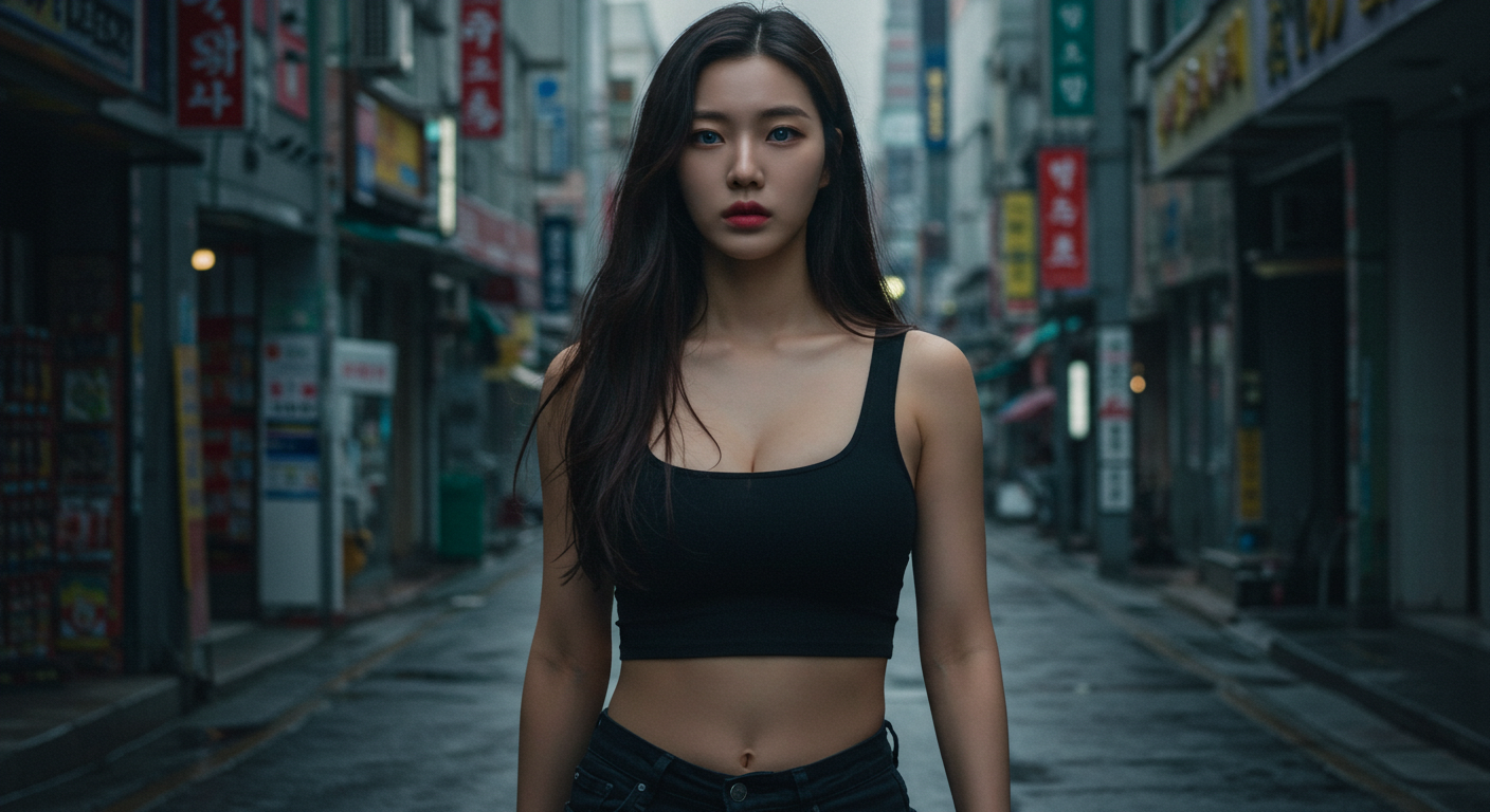 길거리를 걸어하는 여인