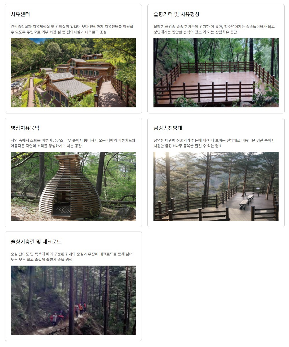 대관령치유의 숲 시설안내