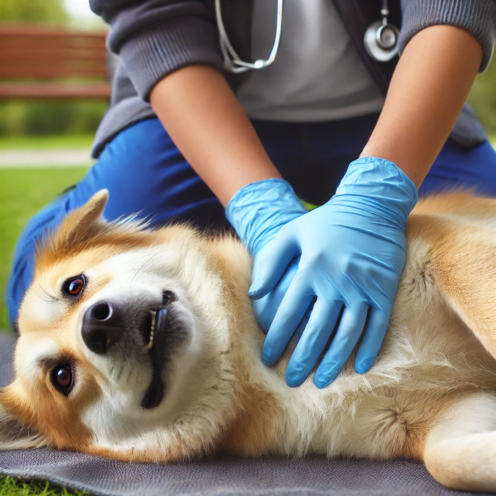 강아지 심폐소생술 하는 모습