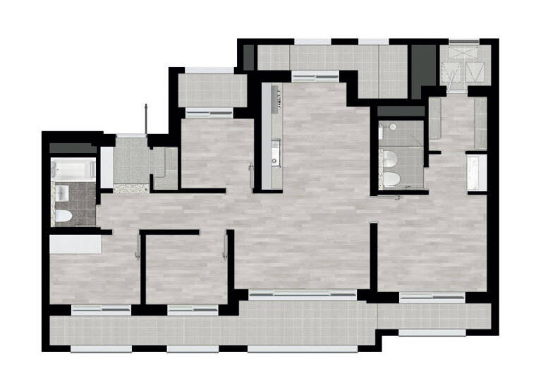 천안 롯데캐슬 더 청당 - 84A 비확장 평면도