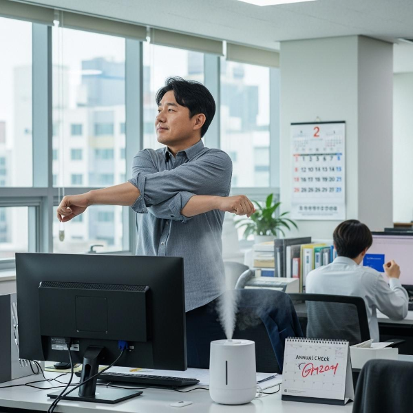 컴퓨터시력증후군 직장인 모니터 높이 거리 조정 방법