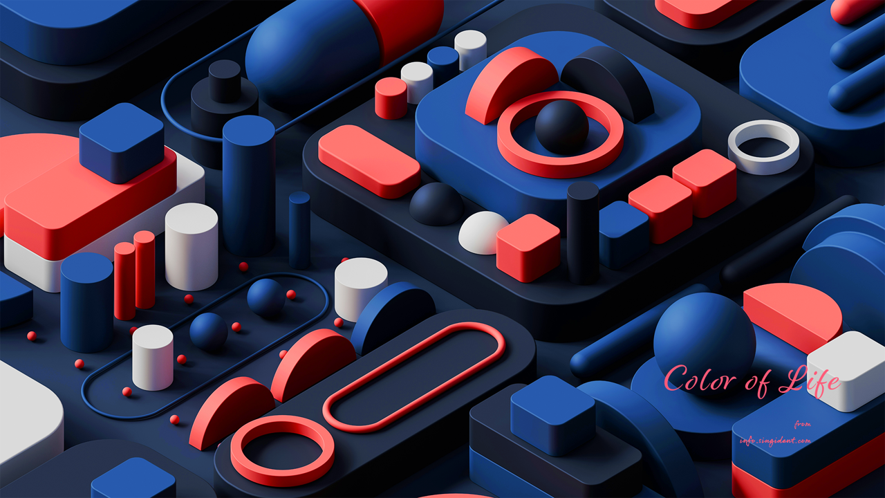 16 빨간색 파란색 3D모형 C - Color of Life 컬러배경화면