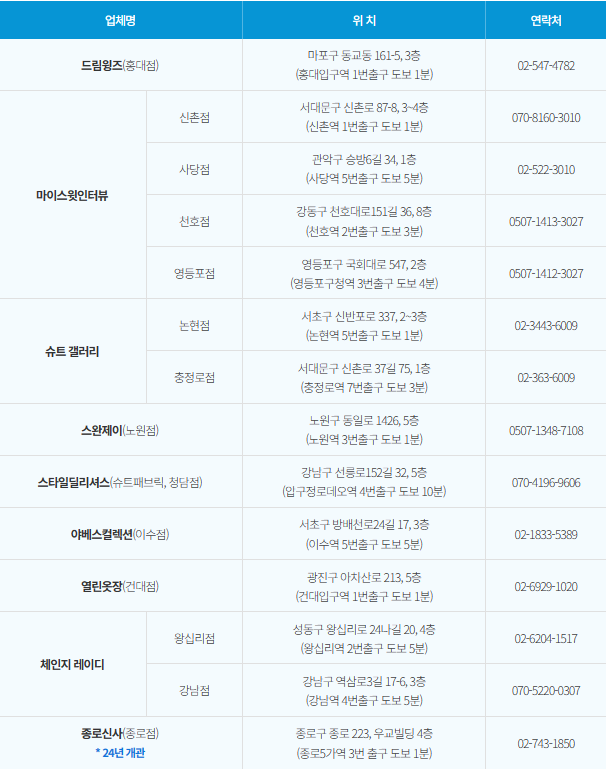 면접 정장 무료 대여