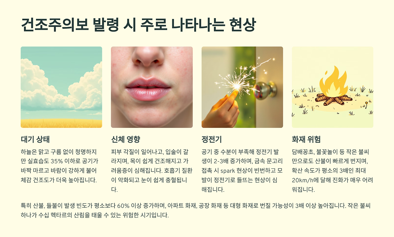 건조 주의보 발령시 주로 나타나는 증상