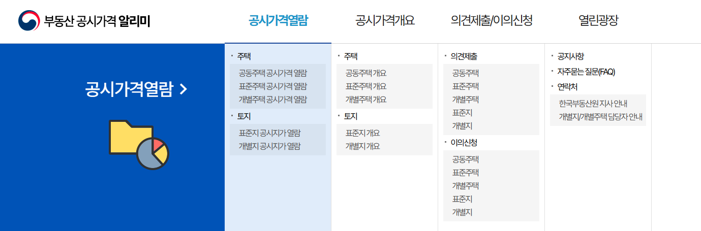 아파트 공시가격 조회방법(부동산 공시가격 알리미)