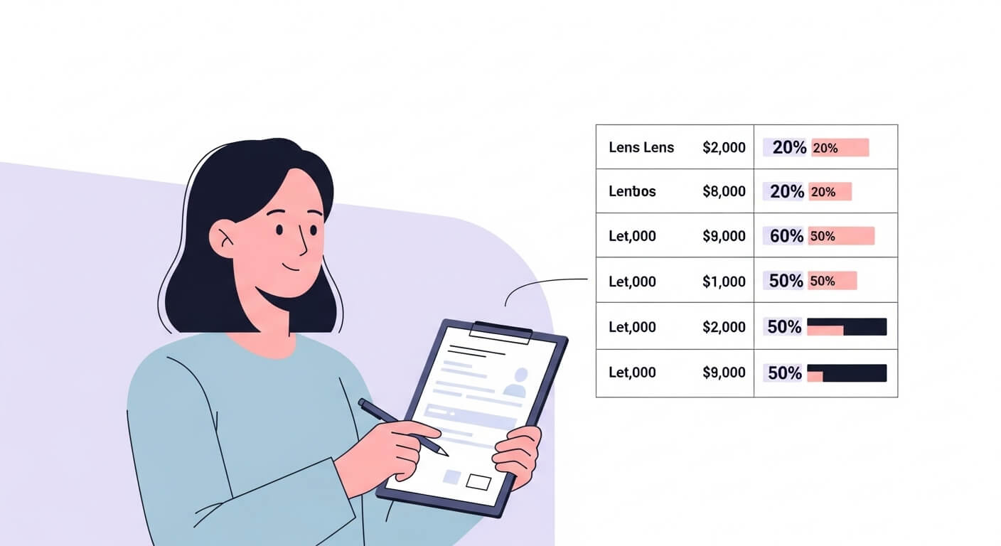 가격표를 보며 안경렌즈 지원금으로 할인받는 금액을 계산하는 장면 2