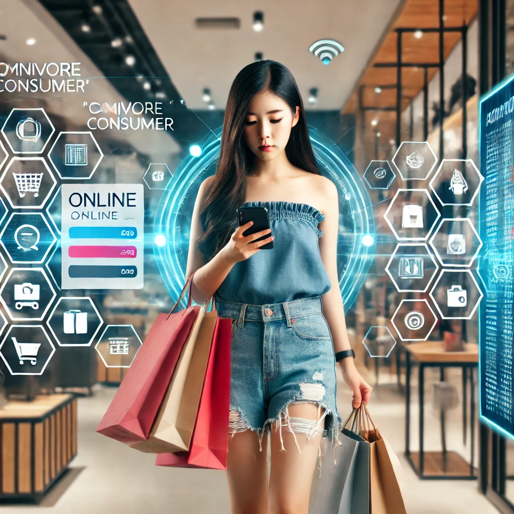 옴니보어 소비중인 젊은 여성