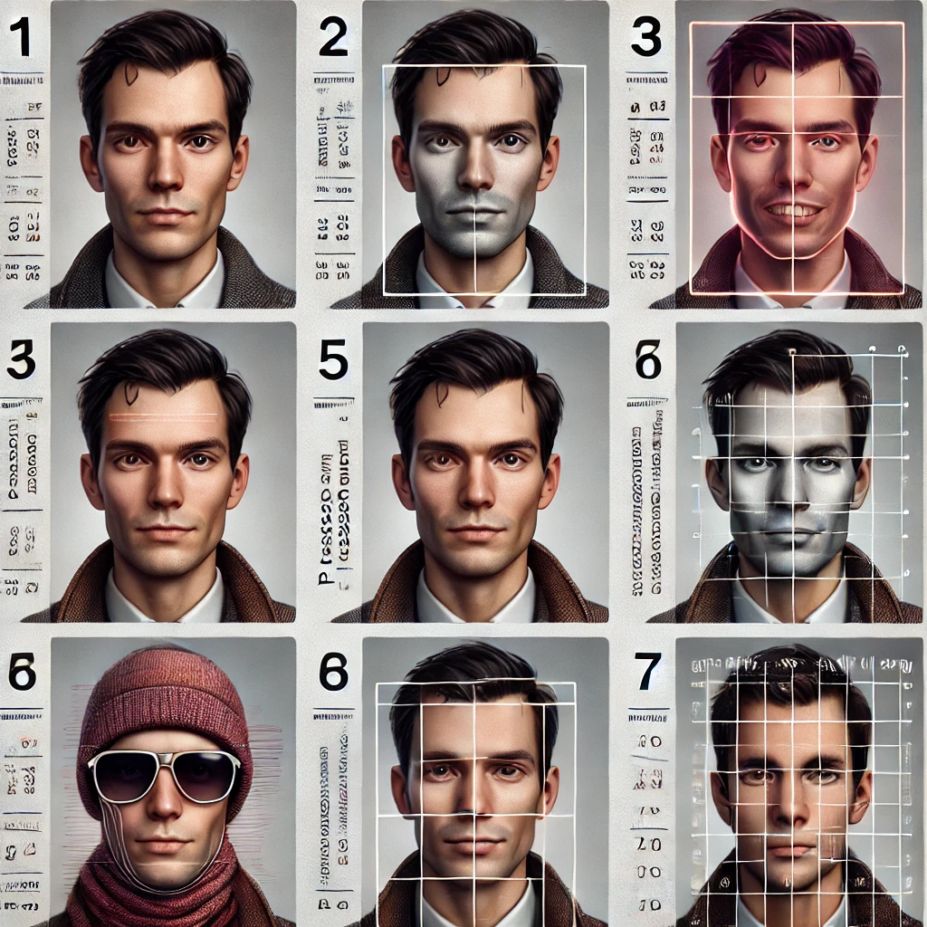 여권 사진 규정 가이드 및 주의사항 관련 그림