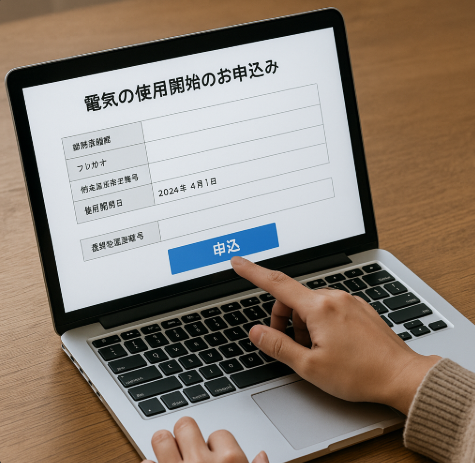 온라인으로 전기 개통을 신청하는 모습입니다.