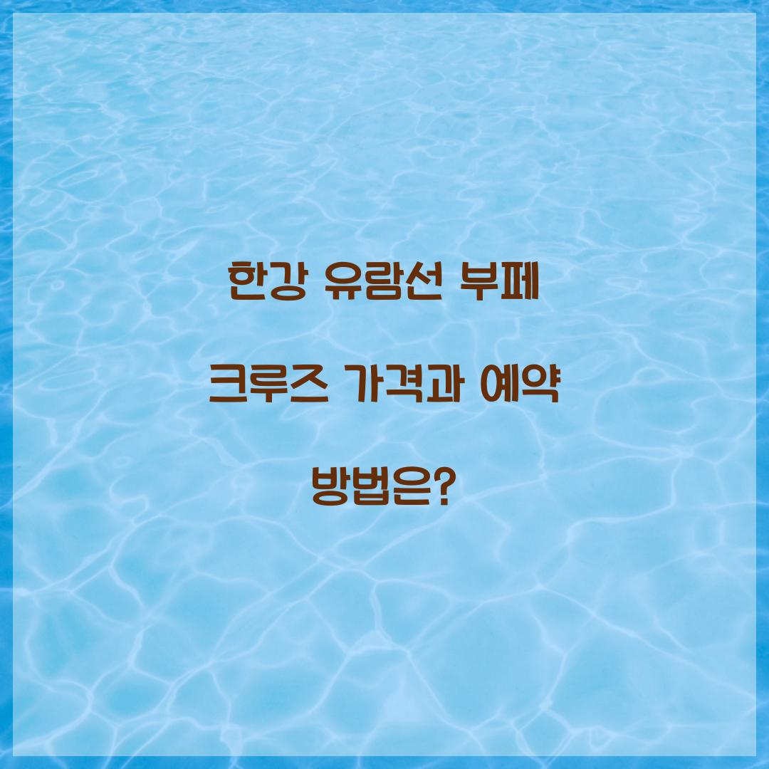 한강 유람선 부페 크루즈 가격