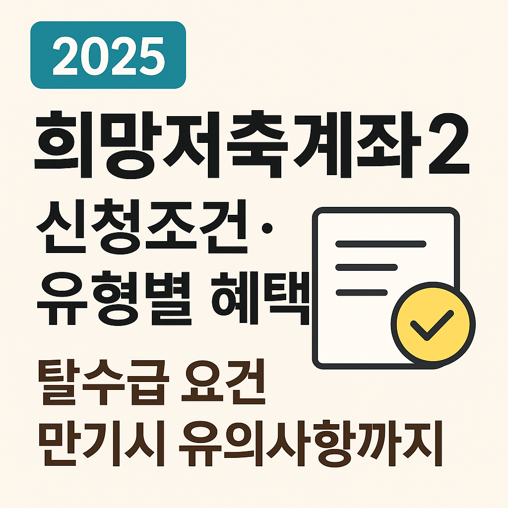 2025 희망저축계좌2 신청조건,유형별 혜택