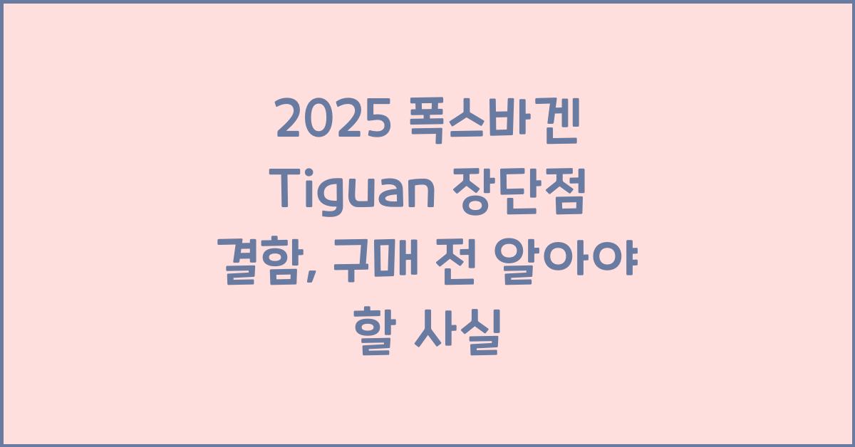 2025 폭스바겐 Tiguan 장단점 결함