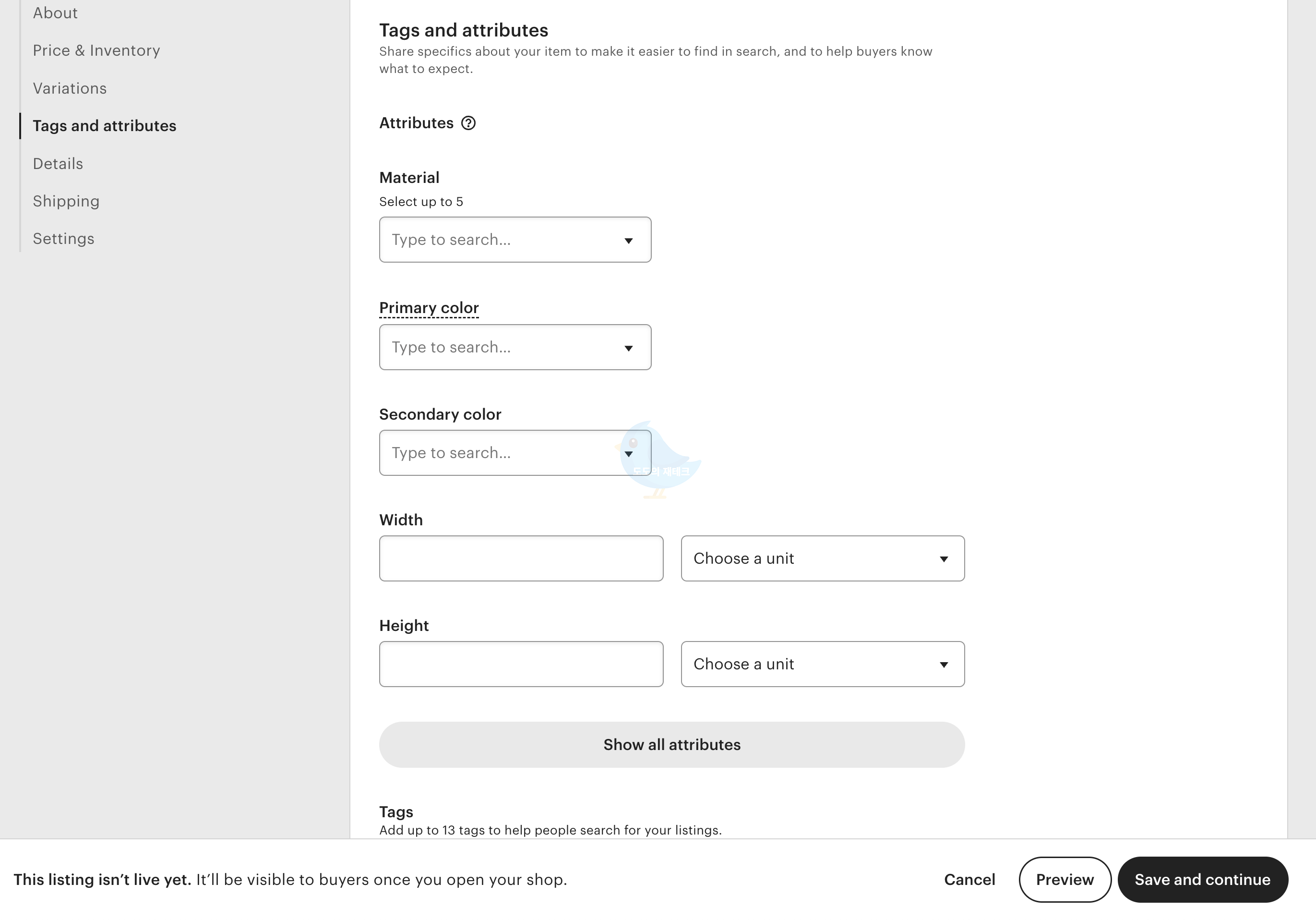 엣시샵 개설(상품 태그)