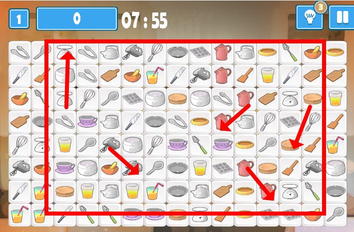 주방기구 짝맞추기게임 방법