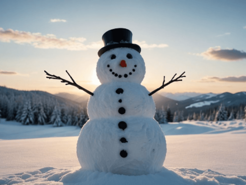 아름다운 하늘과 눈 사람 그림