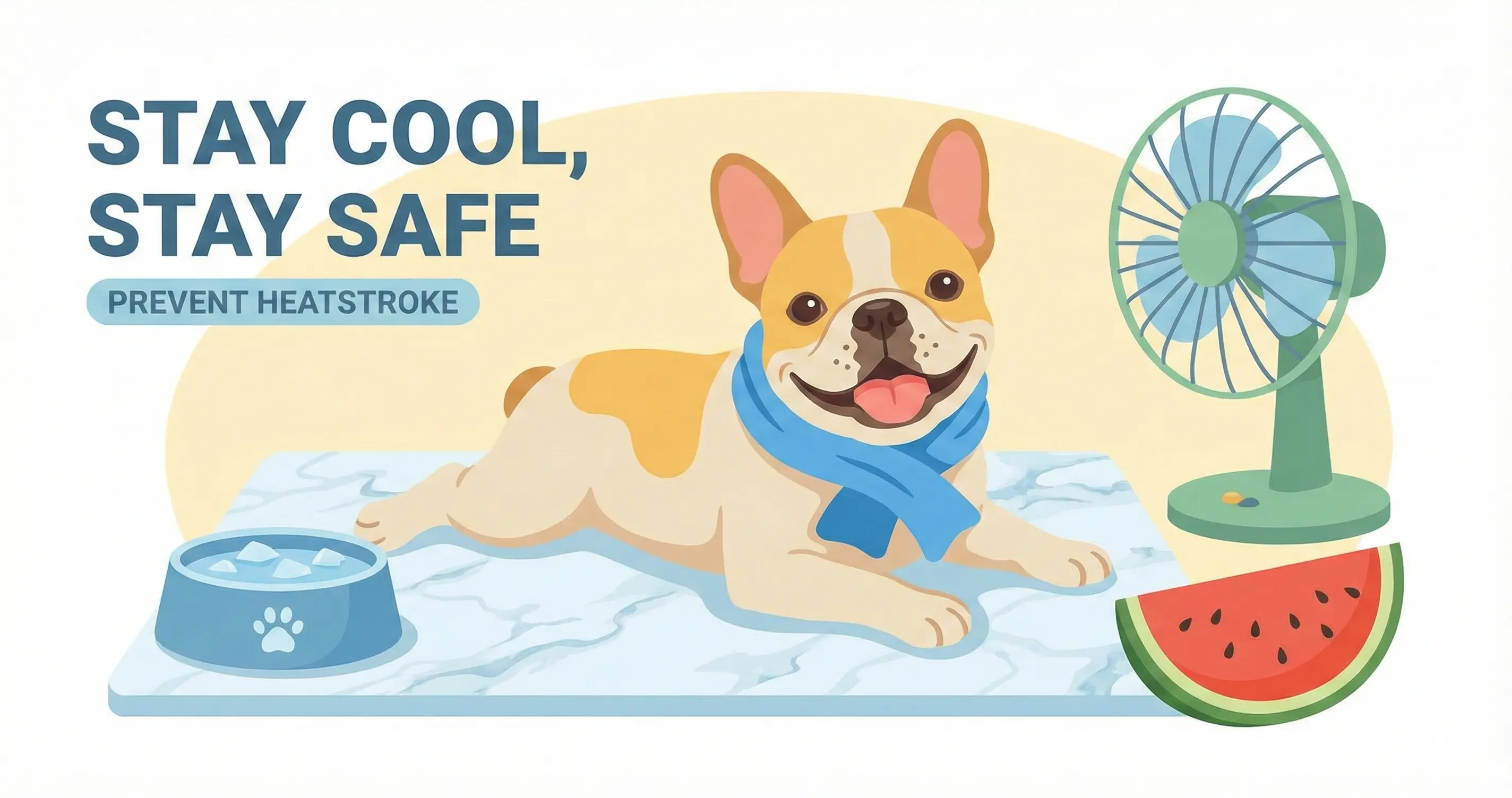 여름철 시원하게 쉬고 있는 프렌치 불독