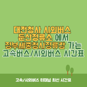 대전청사시외버스둔산정류소에서 정부세종청사정류장 가는 시외버스 시간표 최신정보